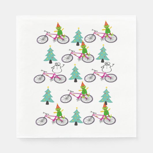 Serviettes en papier elfe, Joyeux sapin de Noël (Devant)