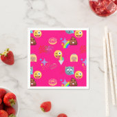 serviettes en papier émoji rose chaud (En situation)