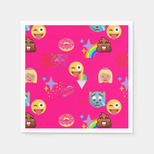 serviettes en papier émoji rose chaud