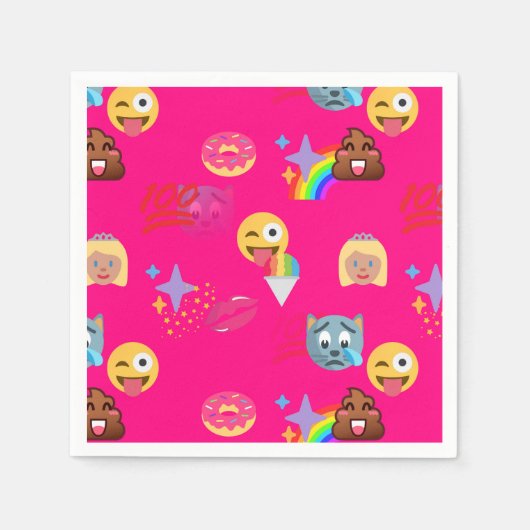 serviettes en papier émoji rose chaud (Devant)