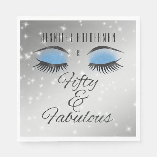Serviettes en papier Fabulous 50 Black Blue Glam E (Devant)