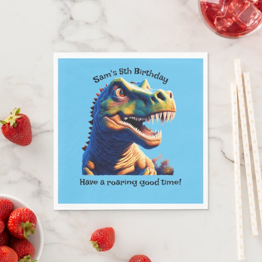Serviettes en papier fête d'anniversaire. Dinosaur (En situation)