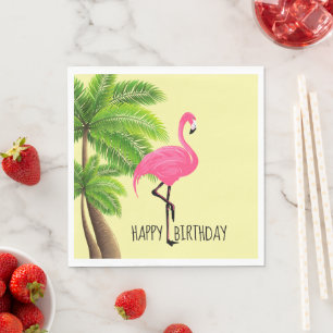 Serviettes en papier Flamant Rose et Palmiers