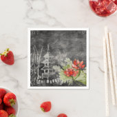 serviettes en papier fleur asiatique (En situation)