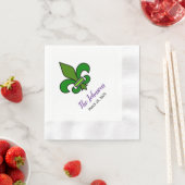 Serviettes en papier Fleur de Lis pour Mardi Gras (En situation)