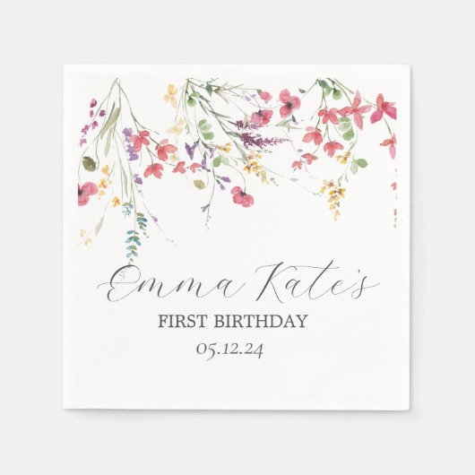 serviettes en papier fleur sauvage, serviettes mod (Devant)