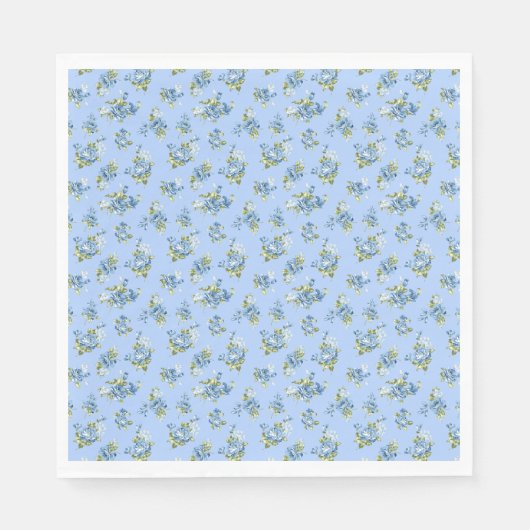 Serviettes en papier fleurs bleu clair style chint (Devant)