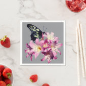 Serviettes en papier fleurs de lilas et papillon (En situation)