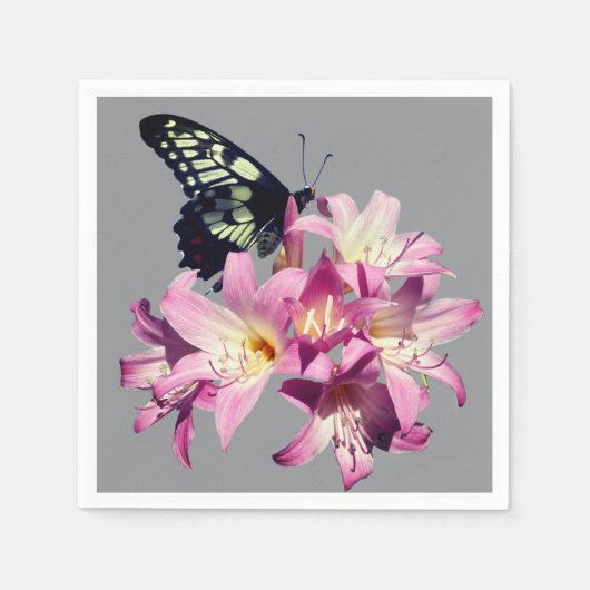 Serviettes en papier fleurs de lilas et papillon (Devant)