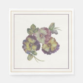 Serviettes en papier Fleurs de Pensée à l'aquarell (Devant)