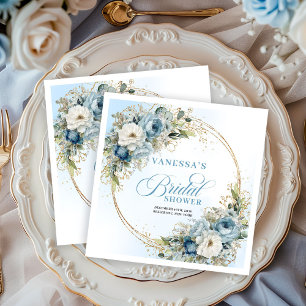 Serviettes en papier fleurs vertes pastel bohème o
