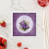 Serviettes en papier floral pourpre (En situation)