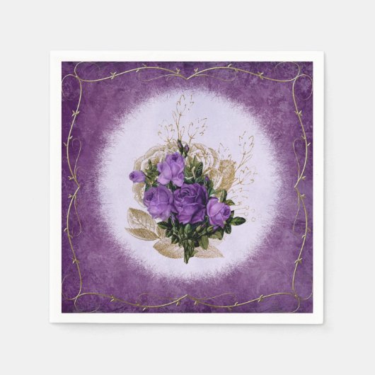 Serviettes en papier floral pourpre (Devant)
