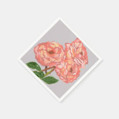 Serviettes en papier floral rose et corail (Coin)
