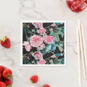 Serviettes en papier floral Rose rose chic shabby (En situation)