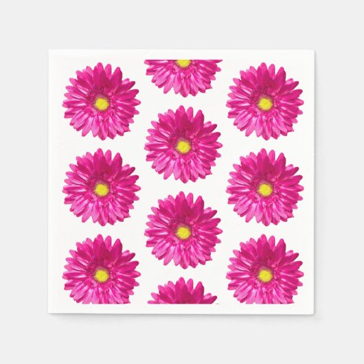 Serviettes en papier floral rose vif Daisy (Devant)