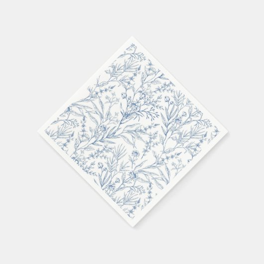 Serviettes en papier florales bleues et blanches d (Coin)