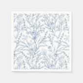 Serviettes en papier florales bleues et blanches é (Devant)