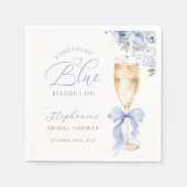 Serviettes en papier florales bleues pour mariage (Devant)