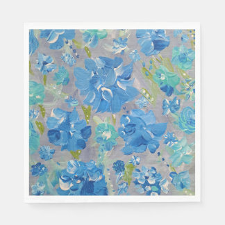 Serviettes en papier florales Blue Celebration
