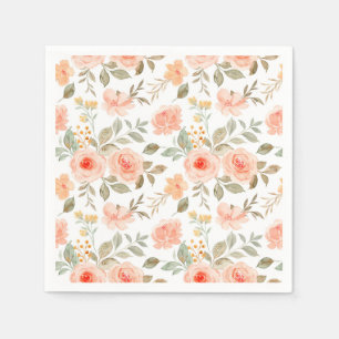 Serviettes en papier florales pêche orange, botani