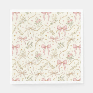 Serviettes en papier florales vintage avec nœud ro