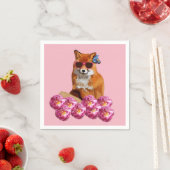 Serviettes en papier Fox & rose (En situation)