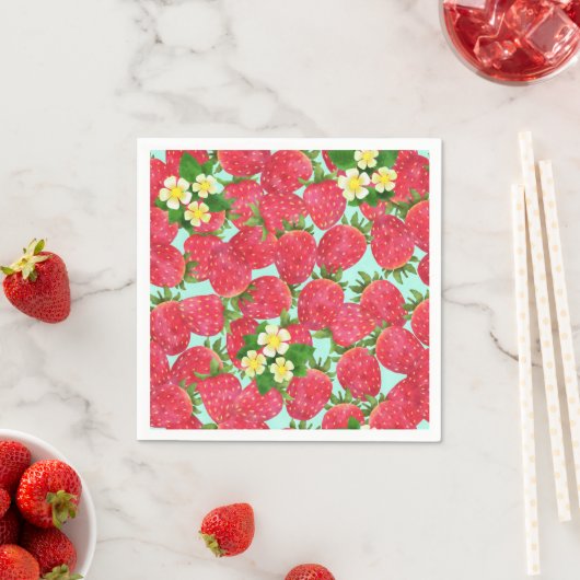 Serviettes en papier fraise (En situation)