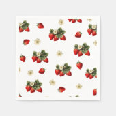 Serviettes en papier fraise aux fleurs sur blanc (Devant)