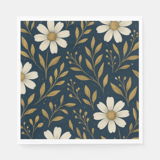 Serviettes en papier Frost & Gold Daisies (Devant)