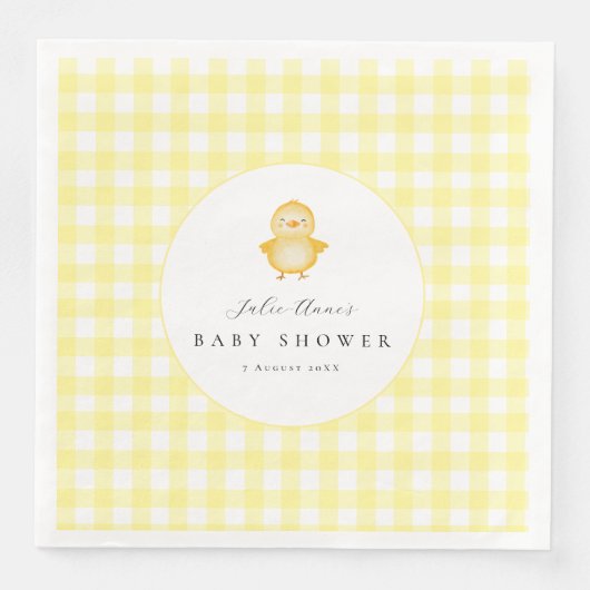 Serviettes en papier Gingham Canard Jaune pour Bab (Devant)