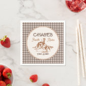 Serviettes en papier Gingham marron Rodeo (En situation)