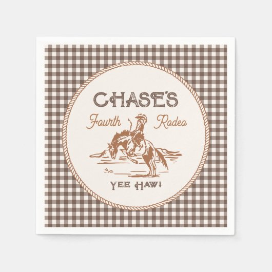 Serviettes en papier Gingham marron Rodeo (Devant)