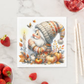 Serviettes en papier Gnome de Thanksgiving (En situation)