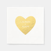 Serviettes en papier Gold Heart pour mariage (Devant)