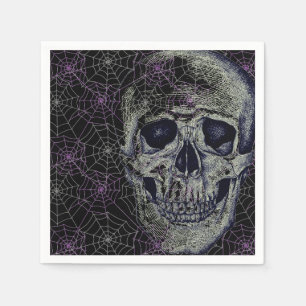 Serviettes en papier Halloween-Crâne et toiles d'a