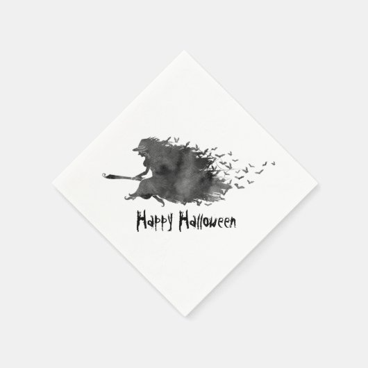 Serviettes en papier Halloween en sorcière volante (Coin)