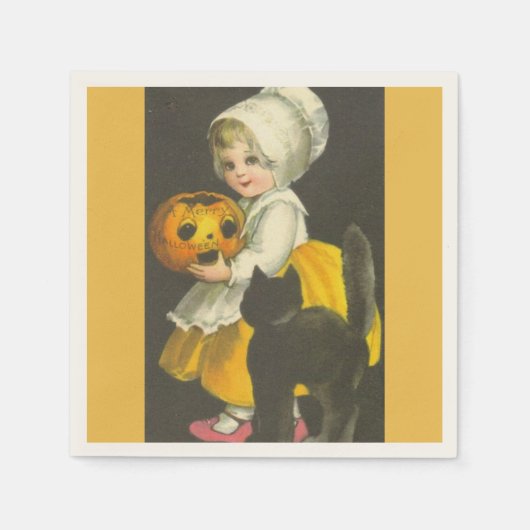 Serviettes en papier Halloween vintage Fille, Citr (Devant)