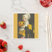 Serviettes en papier Halloween vintage Fille, Citr (En situation)