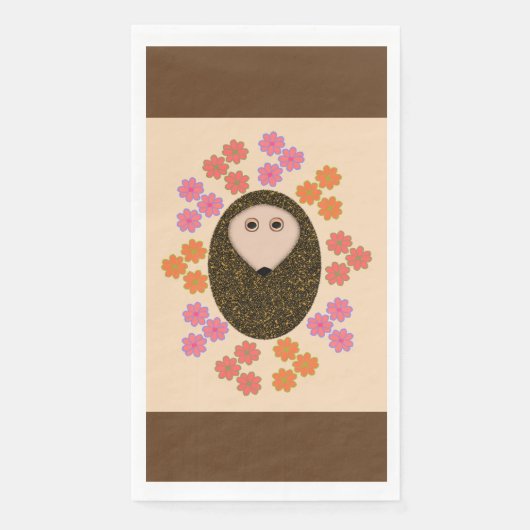 Serviettes en papier Hérisson et Fleurs (Devant)