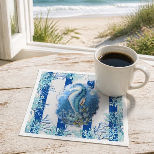 Serviettes en papier Hippocampe bleu côtier