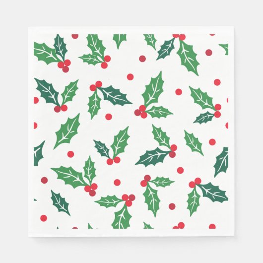 Serviettes en papier Holiday Holly (Devant)