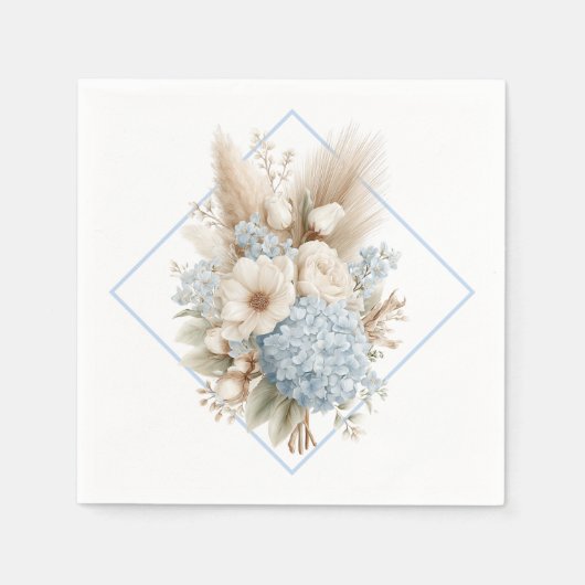 Serviettes en papier Hydrangea Bleu Boho (Devant)