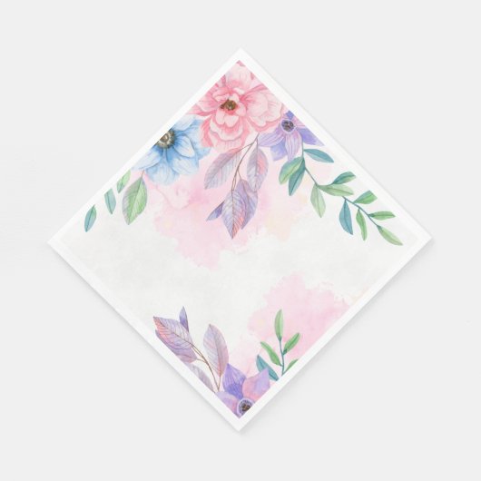 Serviettes en papier - Impression florale (Coin)