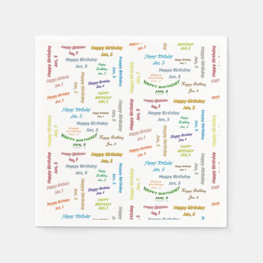 Serviettes en papier janvier, 5 Anniversaire (Devant)