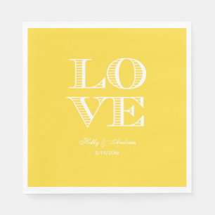 Serviettes en papier Jaune Blanc LOVE Ananas