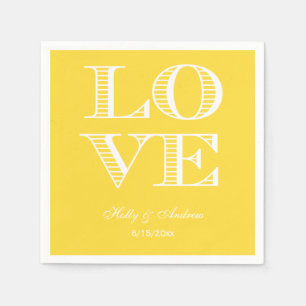 Serviettes en papier Jaune Blanc LOVE Ananas