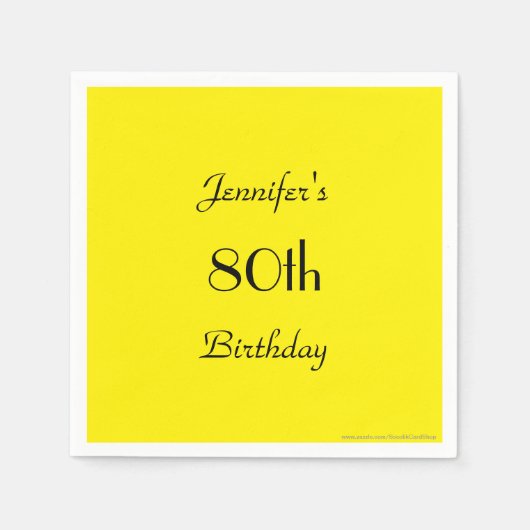 Serviettes en papier jaune simple, fête d'annivers (Devant)