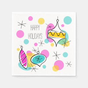 Serviettes en papier Joyeuses Fêtes Boules de Noël