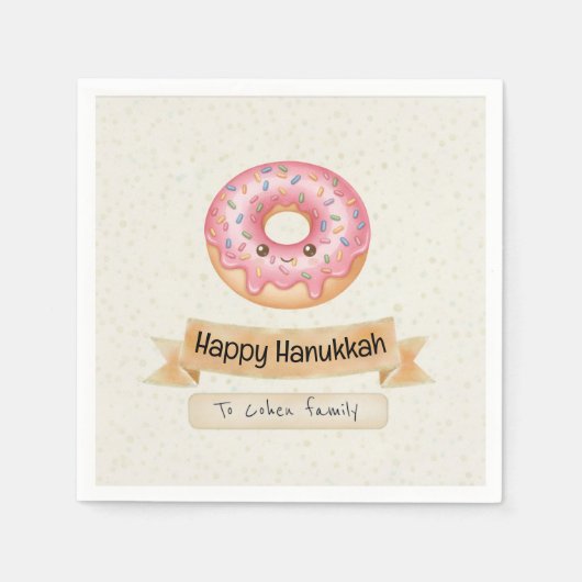 Serviettes en papier "Joyeux Hanoukka" jolies donu (Devant)